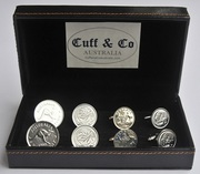 Silver Plated Australian Coin Cufflinks – 4 Pair Set