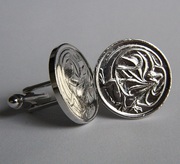 Sterling Silver Plated 2 Cent Coin Cufflinks