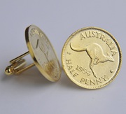 Gold Plated Halfpenny Coin Cufflinks